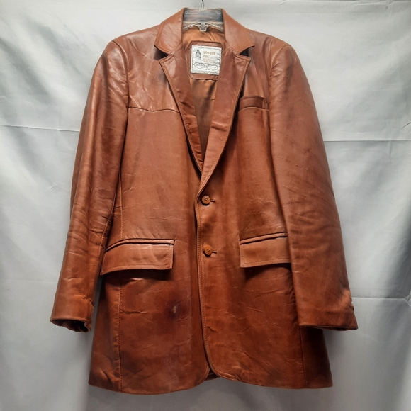 London Fog Other - Vintage late 70/Early 80 London Fog 2 button distress Carmel Leather Blazer 40L
